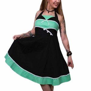 1950’s style Halter Mint Green & Black Dress